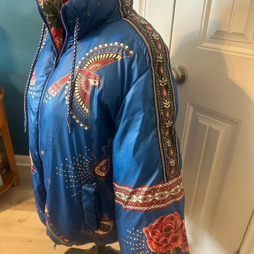 Farm Rio Reversible Mystic Puffer Jacket size S/M - Picture 8 of 12